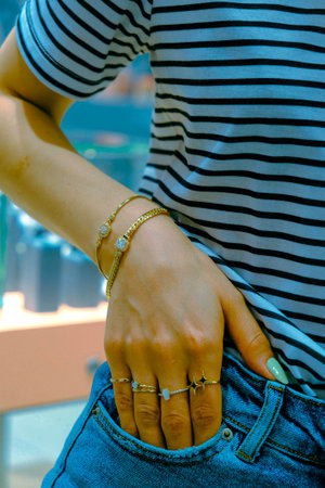 Alluring Gold and Diamond Wedding Bandsの写真素材