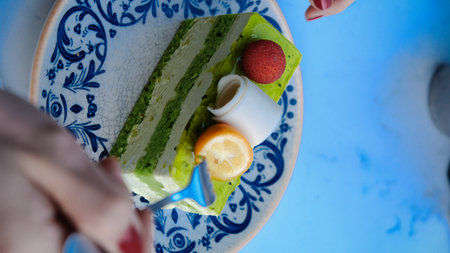 Close-up of a Beautiful Birthday Cake Decorationの写真素材