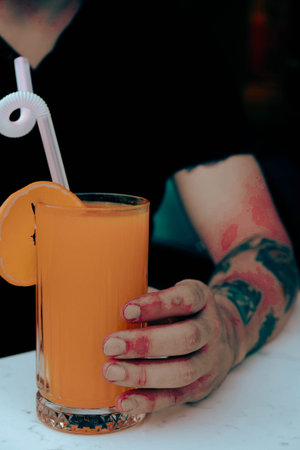 A glass of tasty orange juice