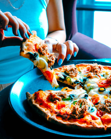 Delicious Mixture pizza Italian foodの写真素材