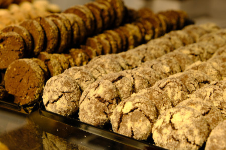 Group of associated cookies. Chocolate chip, oatmeal raisin, white chocolate