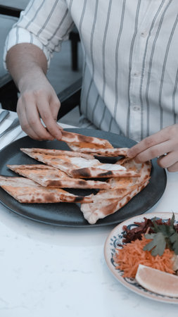 Turkish pizza pita with a different stuffing.の写真素材