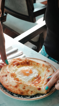 Turkish pizza pita with a different stuffing.の写真素材