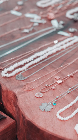 Sparkling Diamond Necklaces and Gold Pendantsの写真素材