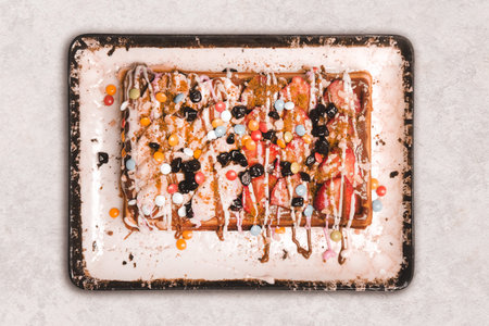 Delicious waffles with chocolate sauce