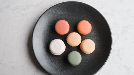 Close-up of macarons cakes of different colors