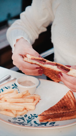 Traditional Turkish toast, delicious breakfastの写真素材