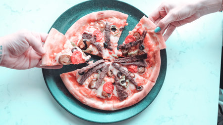 Delicious Mixture pizza foodの写真素材