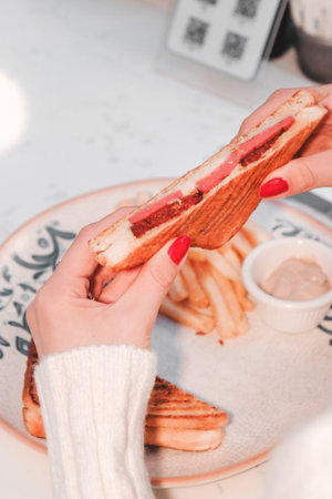 Traditional Turkish toast, delicious breakfastの写真素材