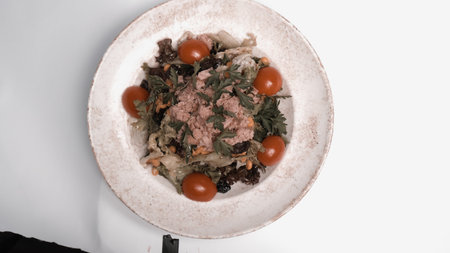 Fresh salad plate with mixed greensの写真素材