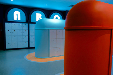 Interior of a locker room in a hotel, London, UKの写真素材