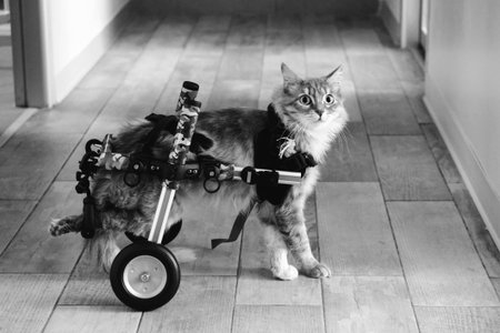 cute sick cat waiting for the vetの写真素材