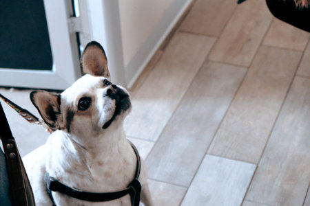 cute sick dog waiting for the vetの写真素材