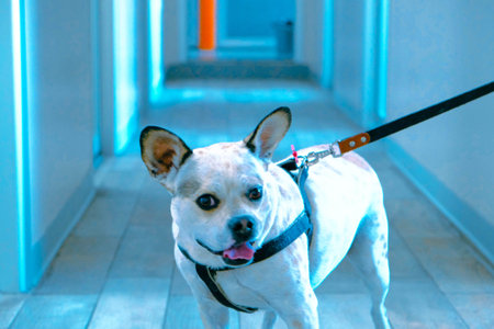 cute sick dog waiting for the vet