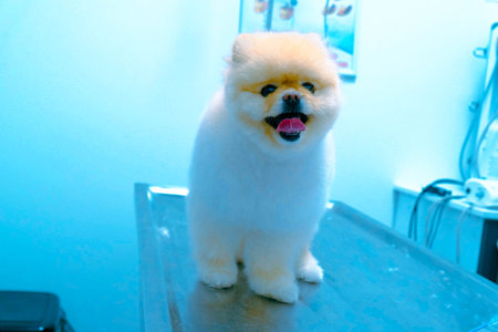 cute sick dog waiting for the vetの写真素材