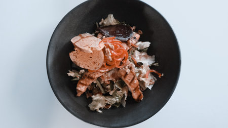 Fresh salad plate with mixed greensの写真素材