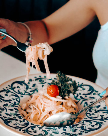 Tasty appetizing classic Italian pasta with a delicious sauce.