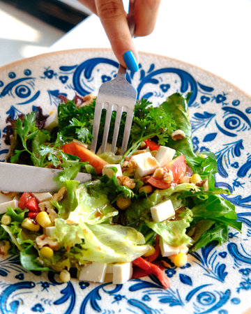 Tasty appetizing salad with a delicious dressing.