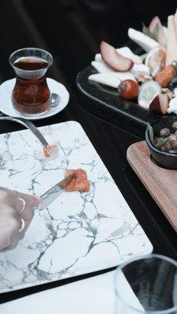 A wholesome and satisfying breakfast with natural ingredientsの写真素材