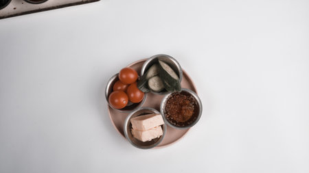 A vibrant breakfast spread with colorful ingredientsの写真素材