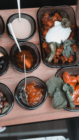 Beautifully styled morning breakfast tableの写真素材