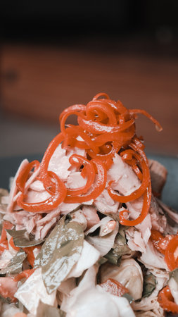 Fresh salad plate with mixed greensの写真素材