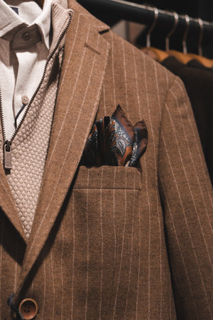 Close up of a man's jacket on a mannequin.の写真素材