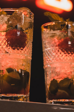 Freshly mixed cocktails with spiritsの写真素材