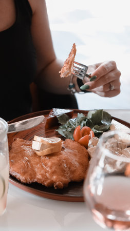 Delicious schnitzel served with french fries