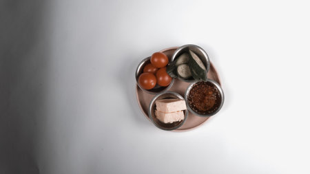 Fresh fruits and healthy foods for a morning mealの写真素材