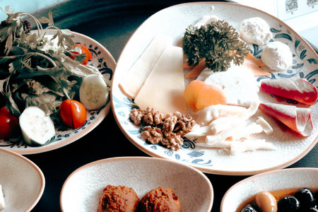 Beautifully styled morning breakfast table