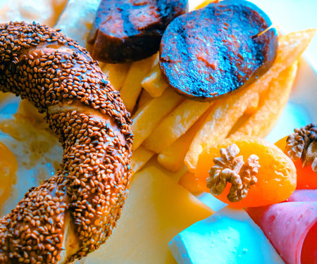 A vibrant breakfast spread with colorful ingredients
