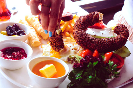 A vibrant breakfast spread with colorful ingredients