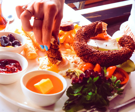 Close-up of a delicious homemade breakfast spread