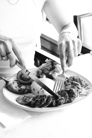 Meatballs with friesの写真素材