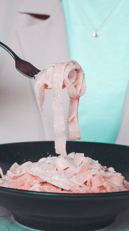 Tasty appetizing classic Italian pasta with a delicious sauce.