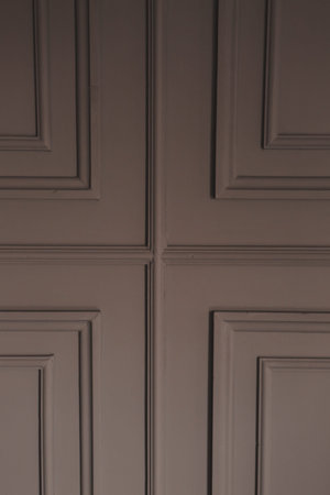 Close-up image of a wooden door with a decorative pattern.