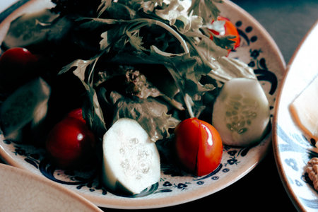 Traditional Turkish breakfast with fresh ingredients