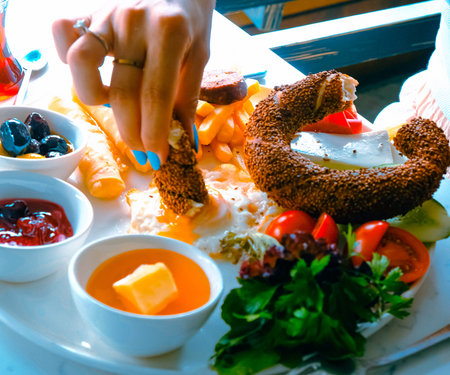 A bright and cheerful breakfast spread on a table