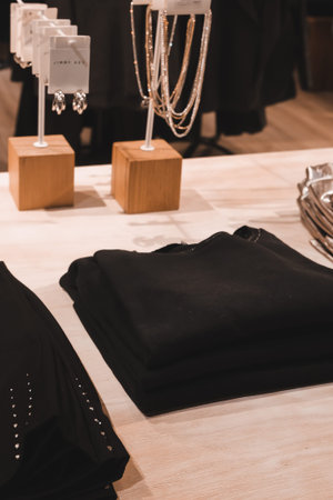 Fashionable clothes on display at a fashion show. Soft focus.