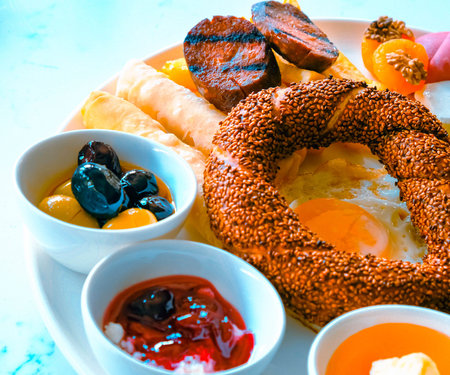 A bright and cheerful breakfast spread on a table