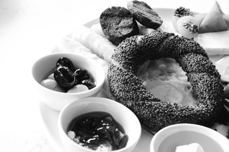 Traditional breakfast with fresh ingredientsの写真素材