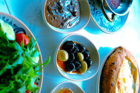 A vibrant breakfast spread with colorful ingredients