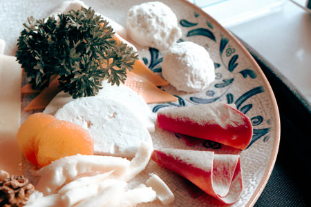 Fresh and vibrant ingredients for a delicious breakfastの写真素材