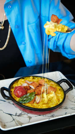 Tasty appetizing classic Italian pasta with a delicious sauce.の写真素材