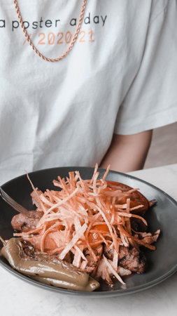 Savory and satisfying, a plate of grilled meatの写真素材