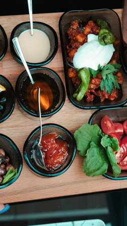 Colorful Turkish breakfast spread with regional specialties