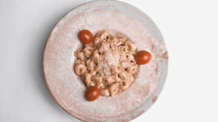 Tasty appetizing classic Italian pasta with a delicious sauce.の写真素材