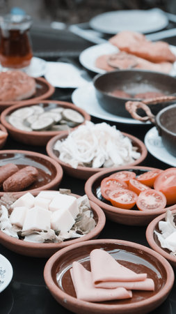 Beautifully styled morning breakfast tableの写真素材
