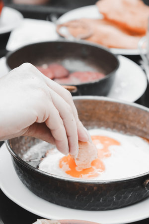 Traditional breakfast with fresh ingredientsの写真素材